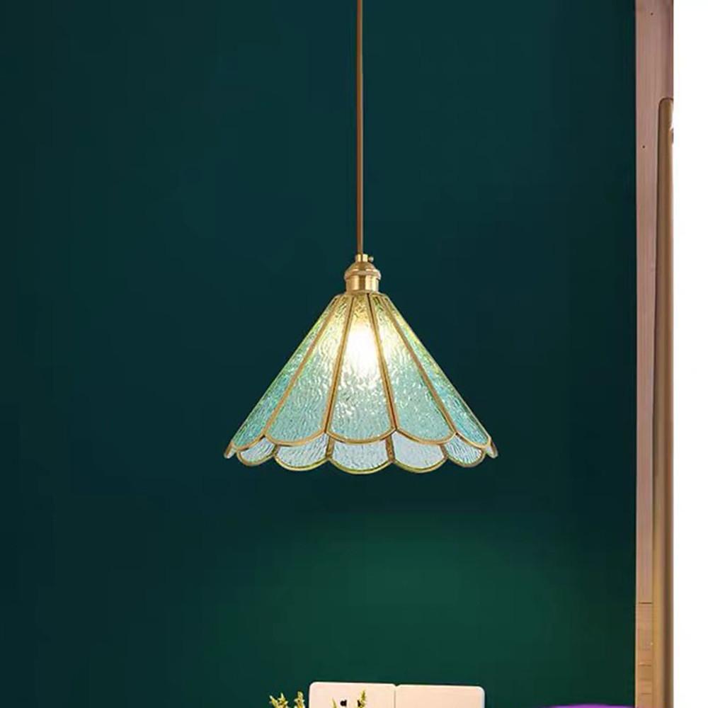 11'' LED 1-Light Lantern Desgin Pendant Light Modern Copper Glass Island Lights-dazuma