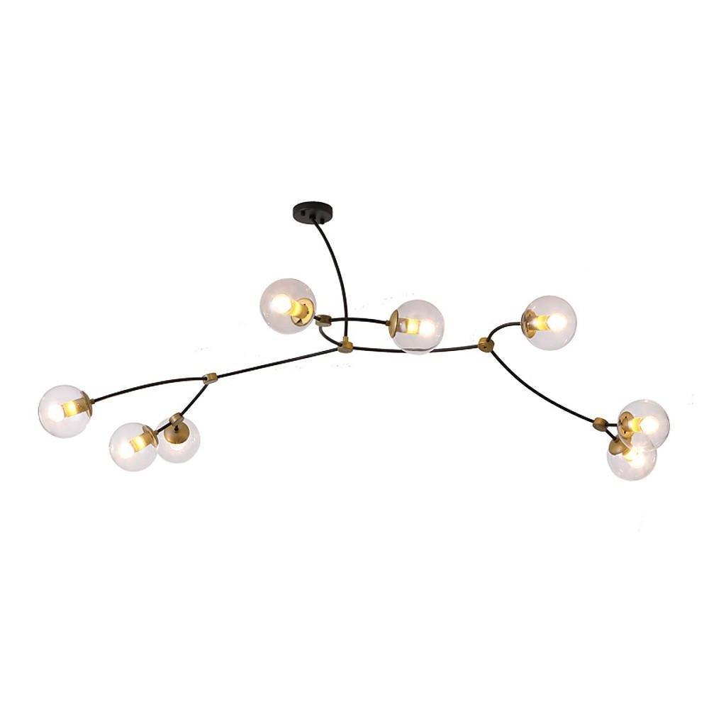 Modern 8 - Light LED Chandelier with Electroplated Metal and Glass Globes