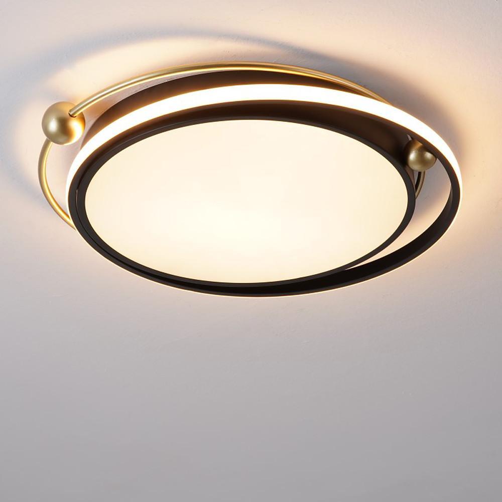 Artistic Circles Dimmable LED Black Nordic Flush Mount Ceiling Light