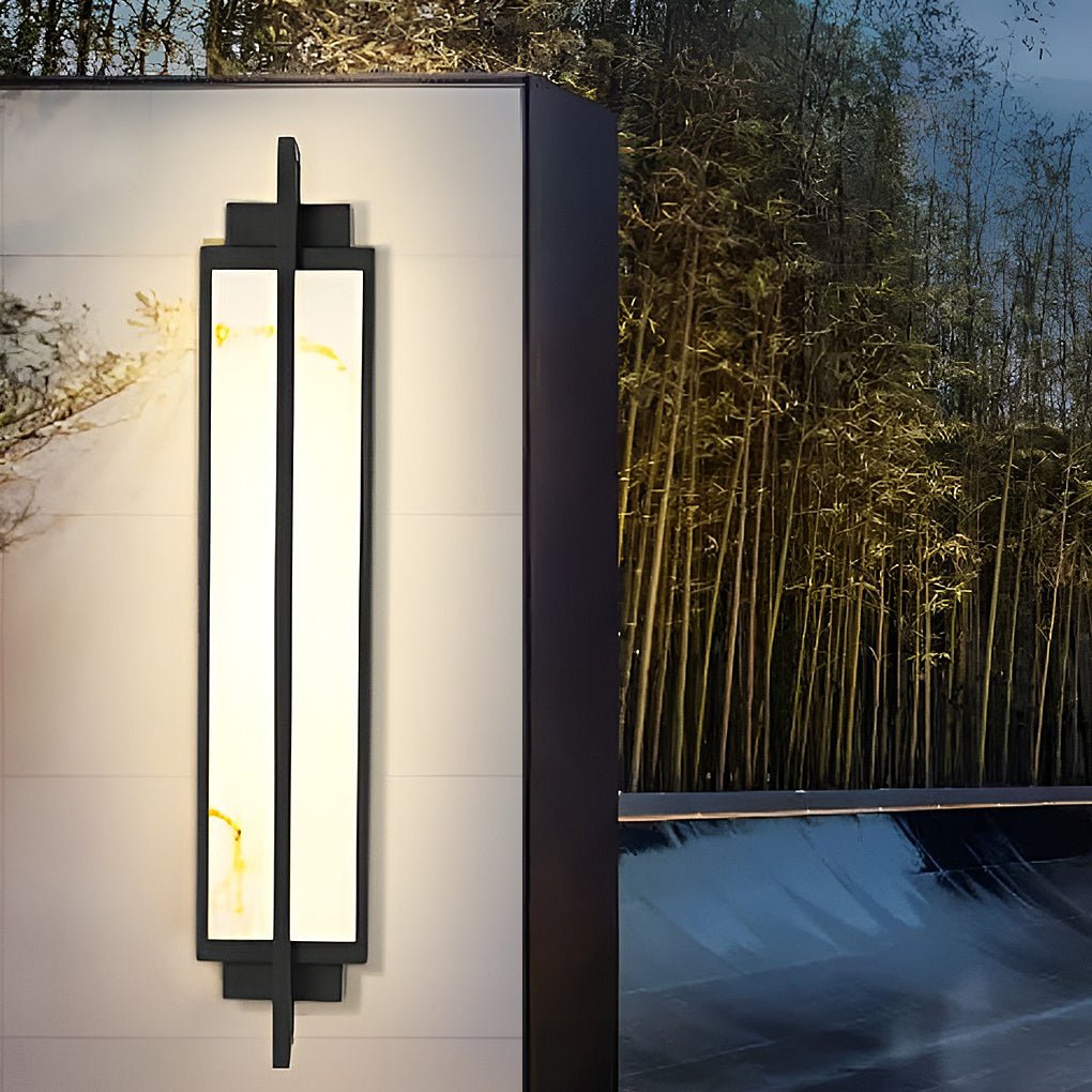 Outdoor alabaster wall sconces modern black linear light enhances patios, porches, and entryways with refined lighting.