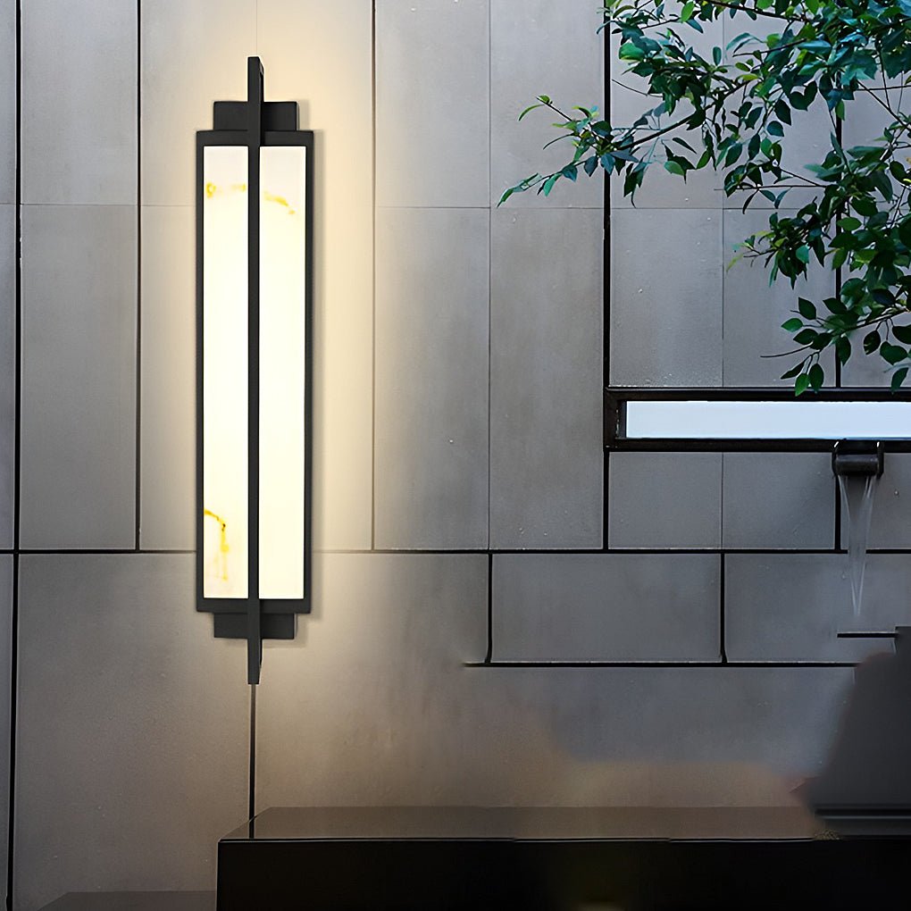 Outdoor alabaster wall sconces modern black linear light offers weather-resistant construction and sophisticated visual appeal.