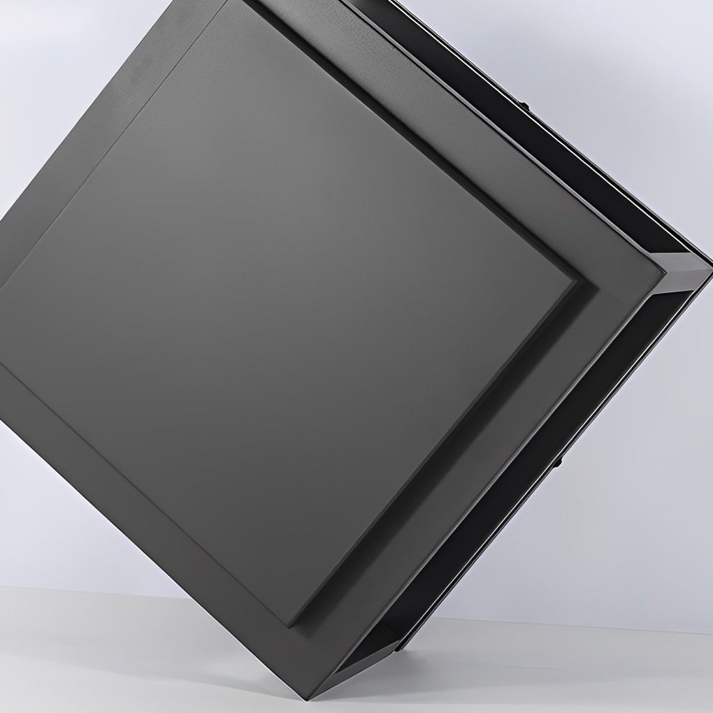 Outdoor brick pillar lights with detailed view of its geometric structure.