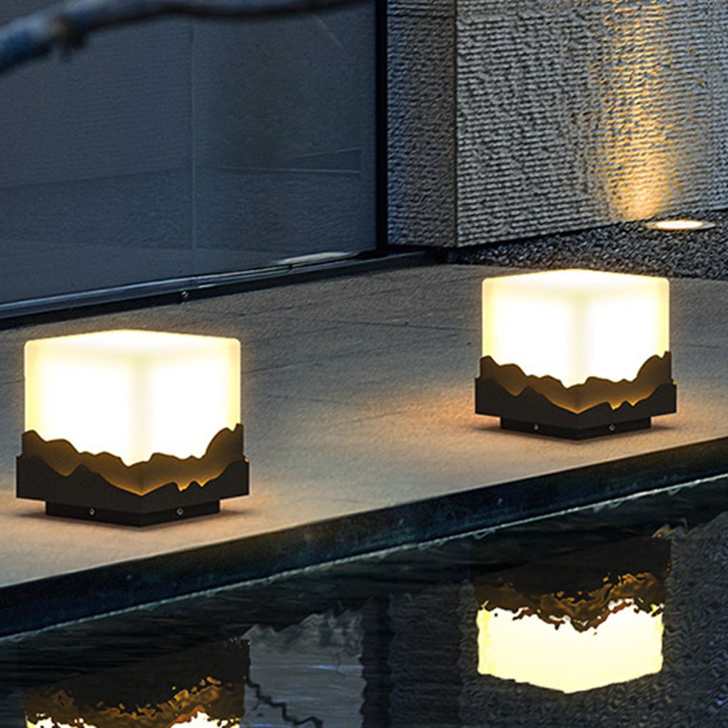 Outdoor Fence Post Light Solar Waterproof LED Mountains Peaks Landscape Decorative Lighting