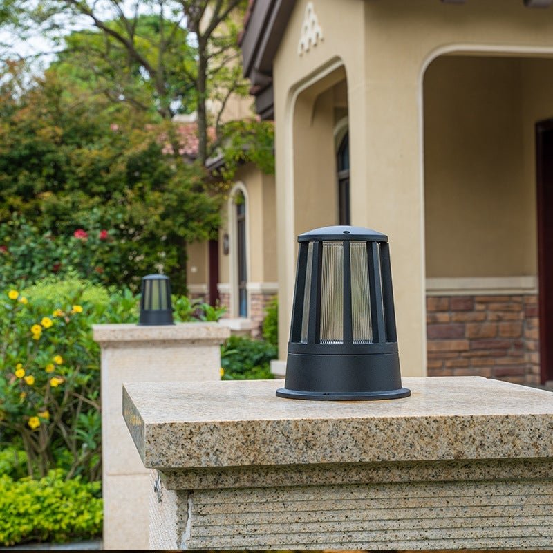 Outdoor garden path lamp enhancing a modern garden with elegant ambient light.