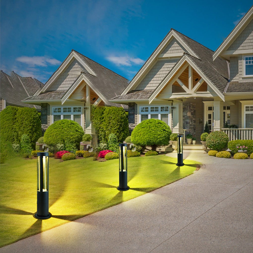 Modern Radiance Four - Emitting Black Outdoor LED Pathway Bollard Lights