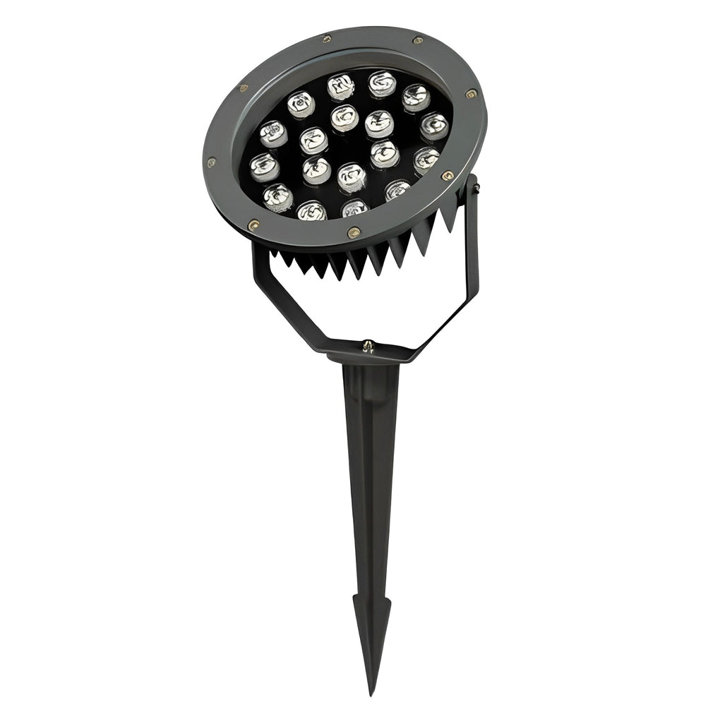 Outdoor LED spotlights energy efficient landscape lighting highlights garden features and adds subtle, stylish glow.