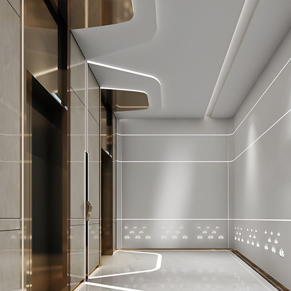 Outdoor waterproof LED strip lights installed in wall grooves for ambient lighting