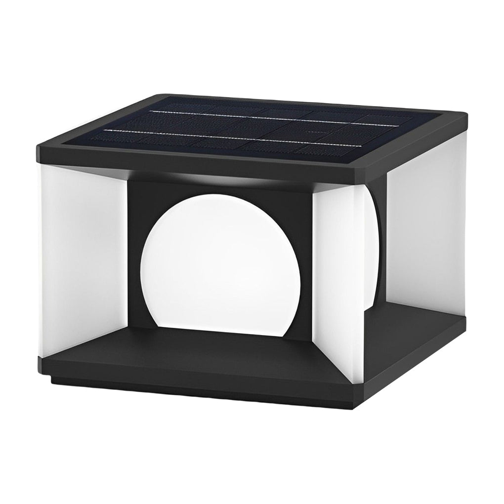 Outdoor pillar light with technical view of the base and mounting.