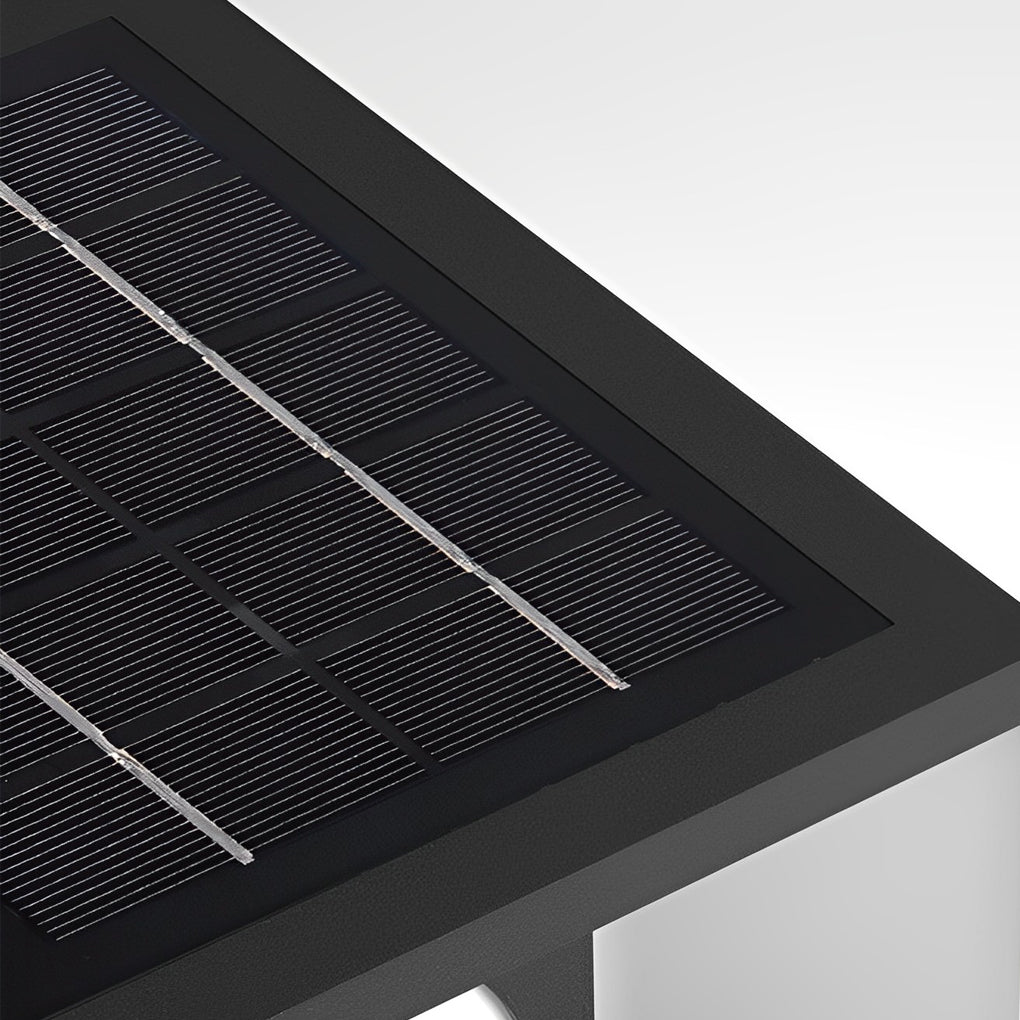 Outdoor pillar light with side view showing depth and light diffusion.