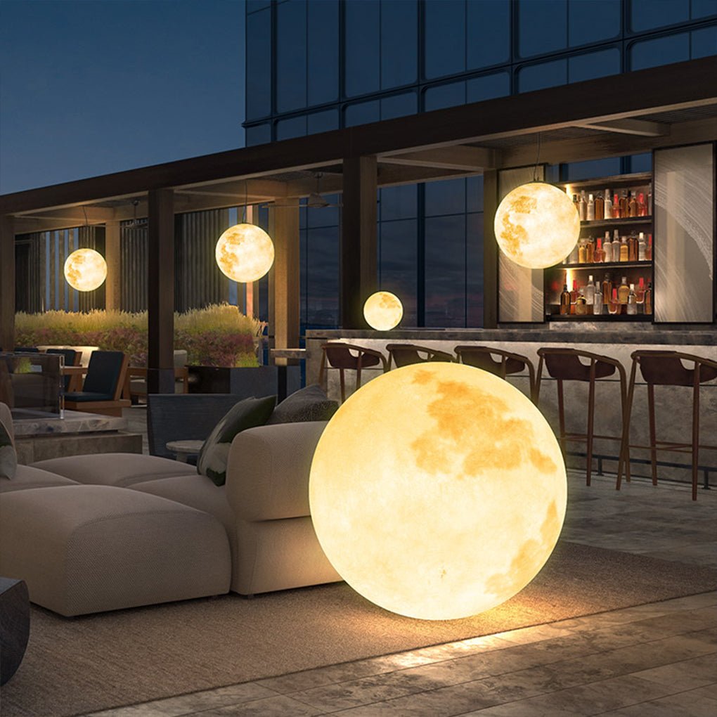 Outdoor Resin Moon Texture Chandelier Waterproof Landscape Decorative Lighting - Dazuma