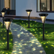 Outdoor Solar LED Post Lights with Water Glass Lens Romantic Pathway Lighting