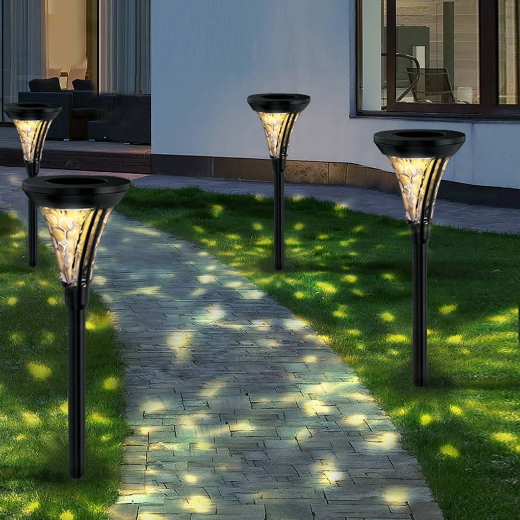 Outdoor Solar LED Post Lights with Water Glass Lens Romantic Pathway Lighting