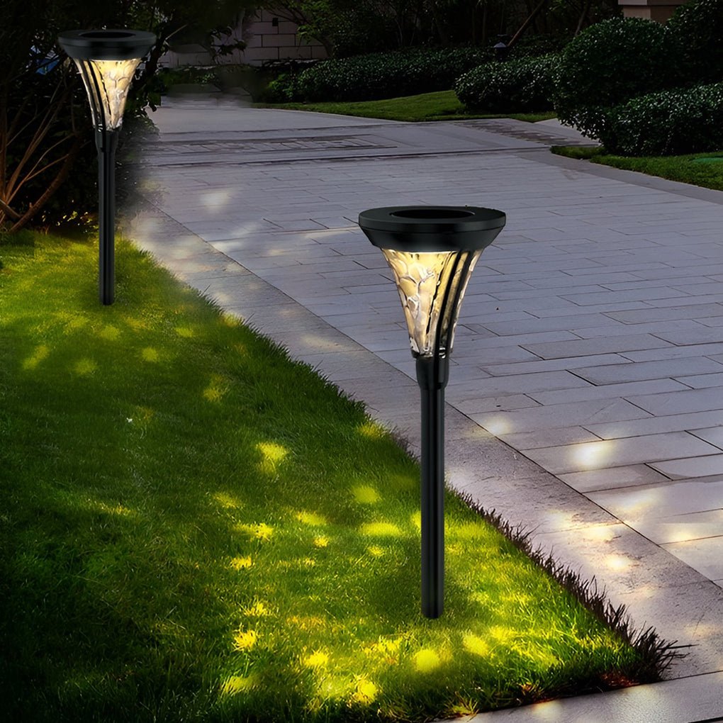 Outdoor Solar LED Post Lights with Water Glass Lens Romantic Pathway Lighting