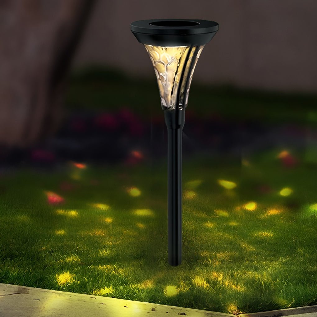 Outdoor Solar LED Post Lights with Water Glass Lens Romantic Pathway Lighting