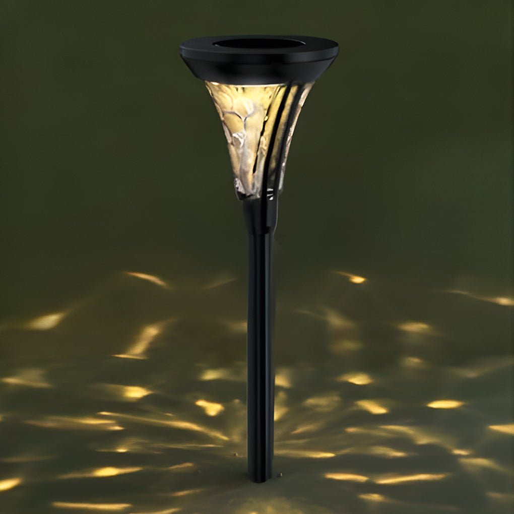 Outdoor Solar LED Post Lights with Water Glass Lens Romantic Pathway Lighting