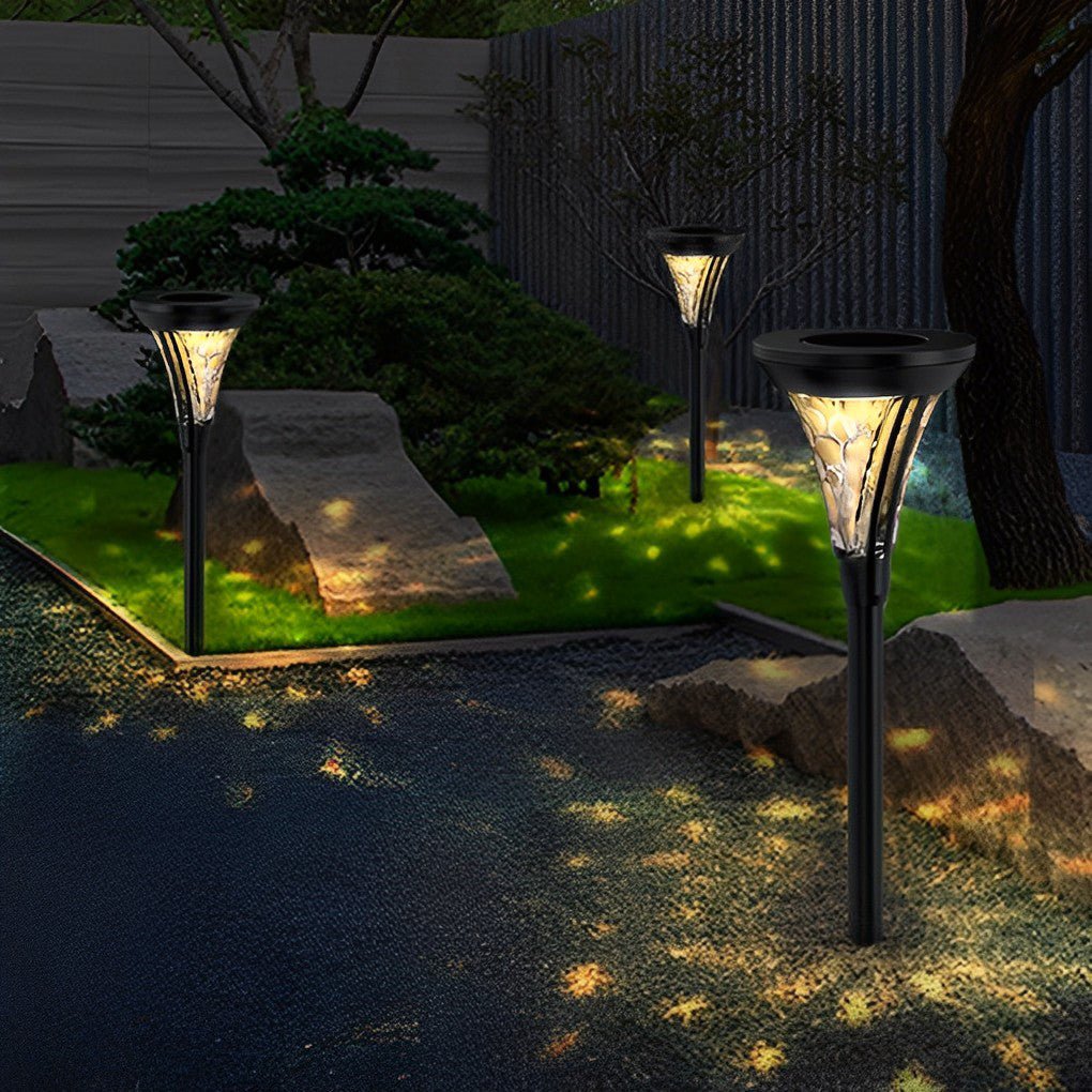 Outdoor Solar LED Post Lights with Water Glass Lens Romantic Pathway Lighting