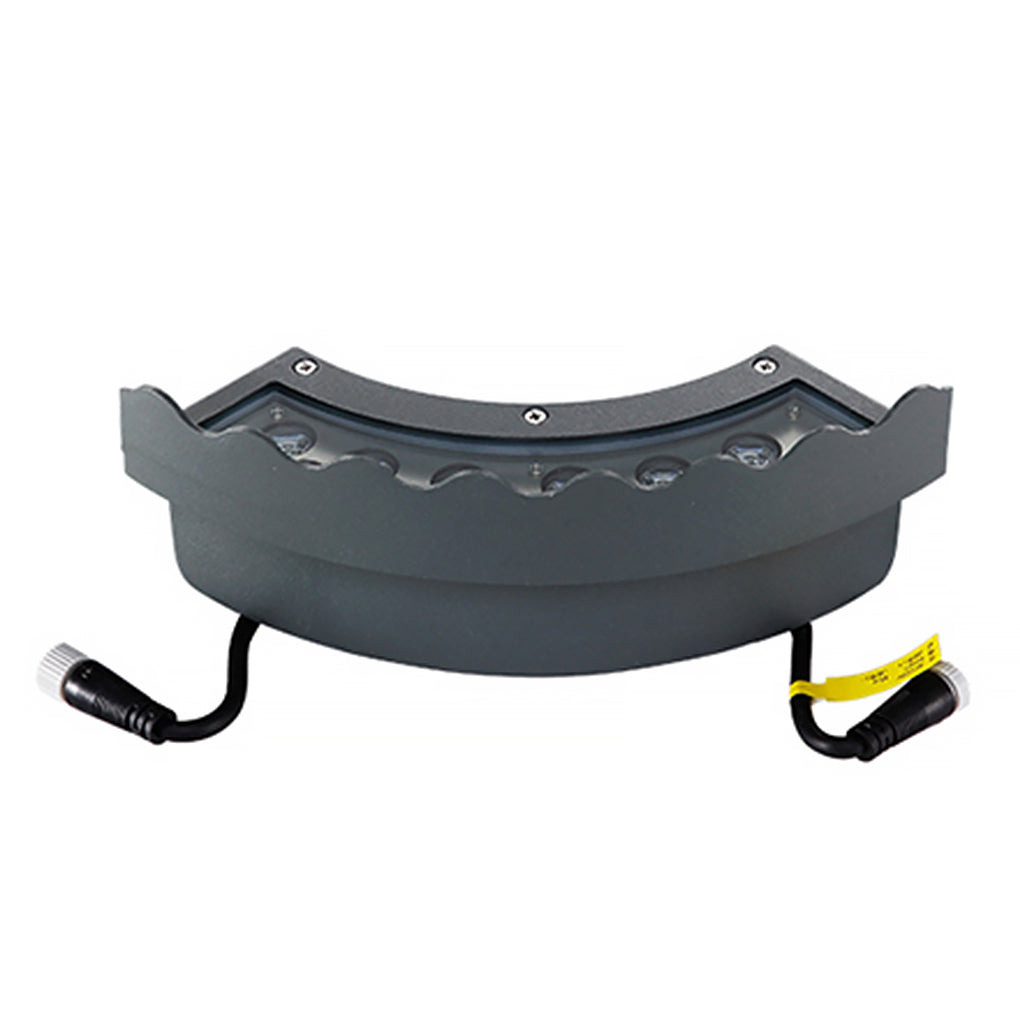 Close-up of outdoor tree ring uplight with integrated LEDs