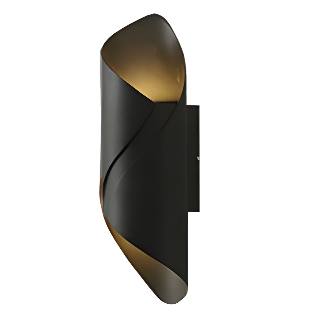 Outdoor up down wall light with black finish, side view showing sleek design.