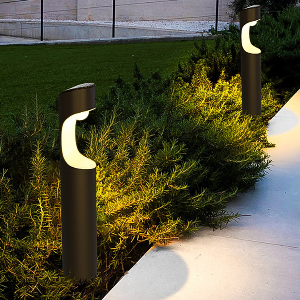 Modern Black Aluminum Outdoor Post Light with Moon Cutout IP65 Waterproof