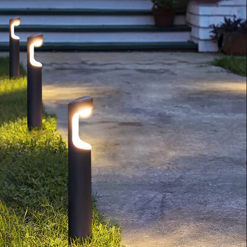 Modern Black Aluminum Outdoor Post Light with Moon Cutout IP65 Waterproof