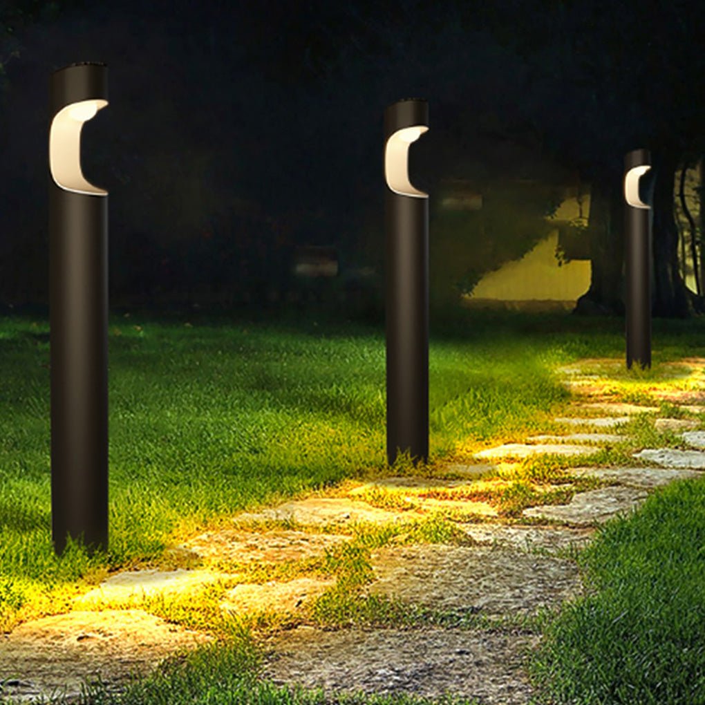Modern Black Aluminum Outdoor Post Light with Moon Cutout IP65 Waterproof