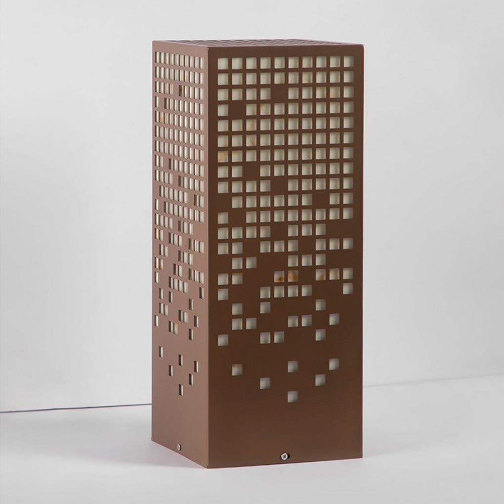 High - End Stainless Steel Outdoor LED Light with Unique Square Pattern for Elegant Bollard Lights