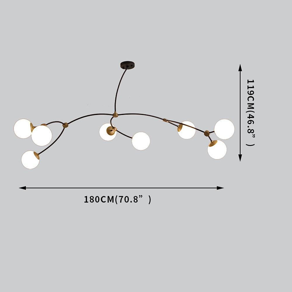 Modern 8 - Light LED Chandelier with Electroplated Metal and Glass Globes