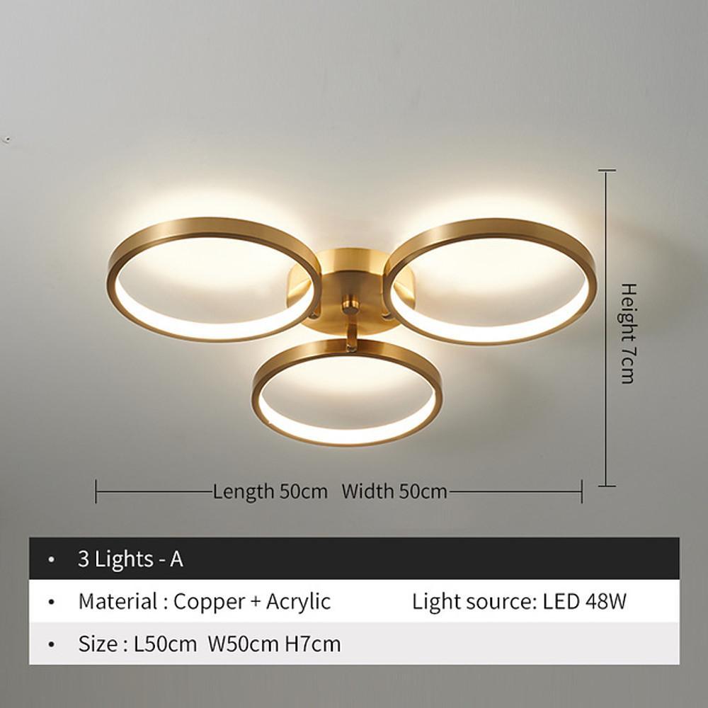 3 - light Circular Copper LED Modern Flush Mount Lighting Ceiling Lights