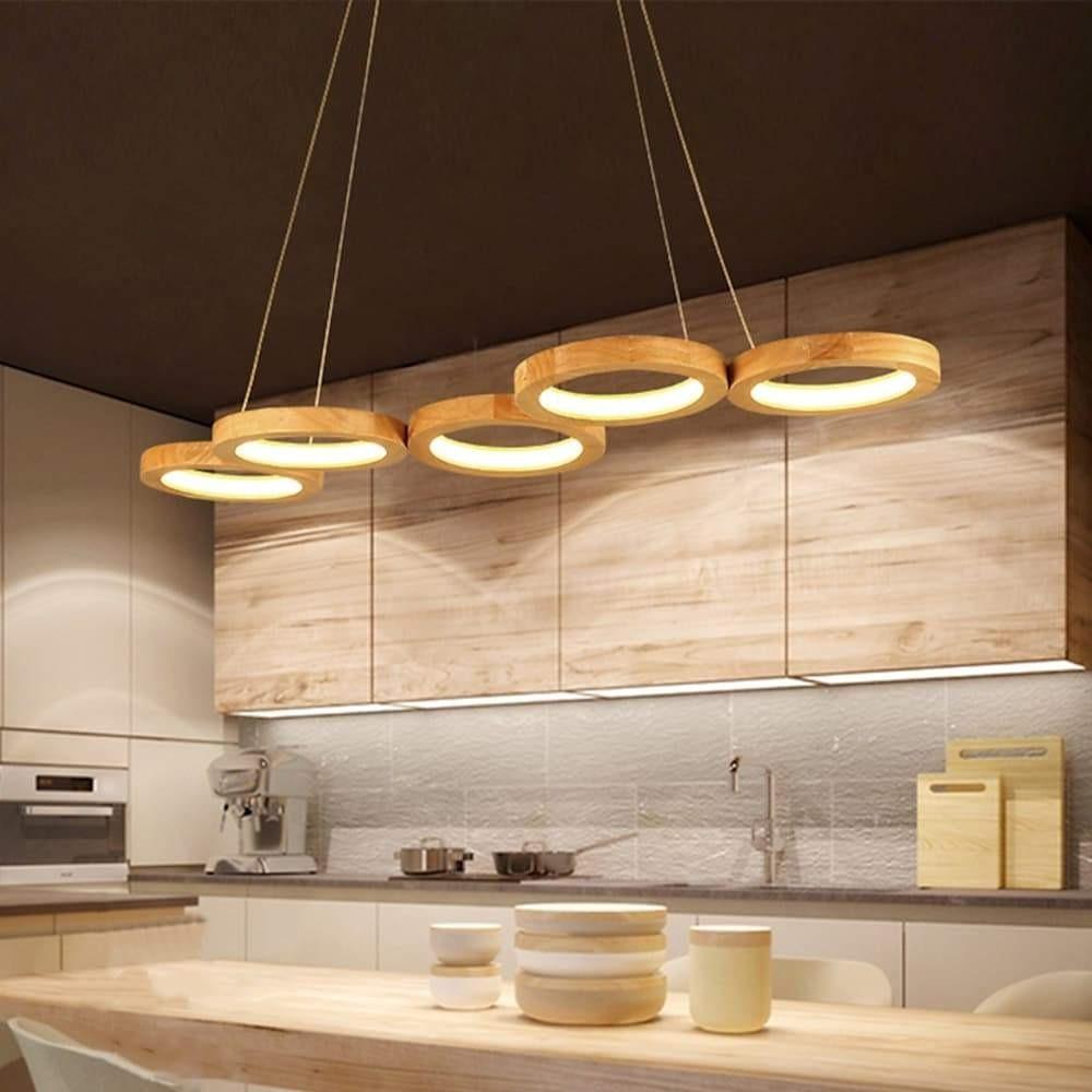 4 Circle Light Modern Wood Acrylic Design Pendant Lighting LED Kitchen Lighting Dining Room Lighting Ceiling Light