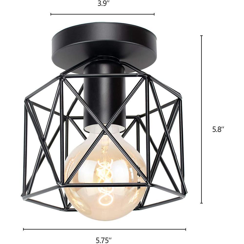 Wire Frame Lantern Outdoor Semi - Flush Mount Light Traditional LED Ceiling Light