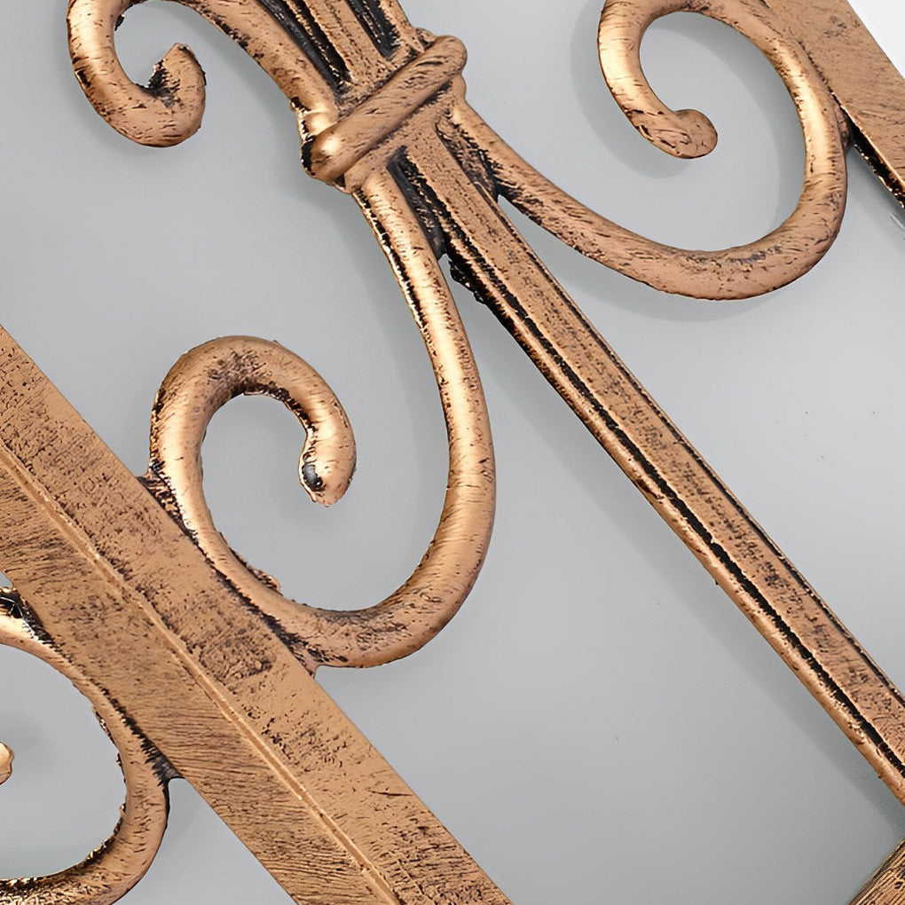 Pillar lantern lights with a vintage style, providing warm light in a garden.