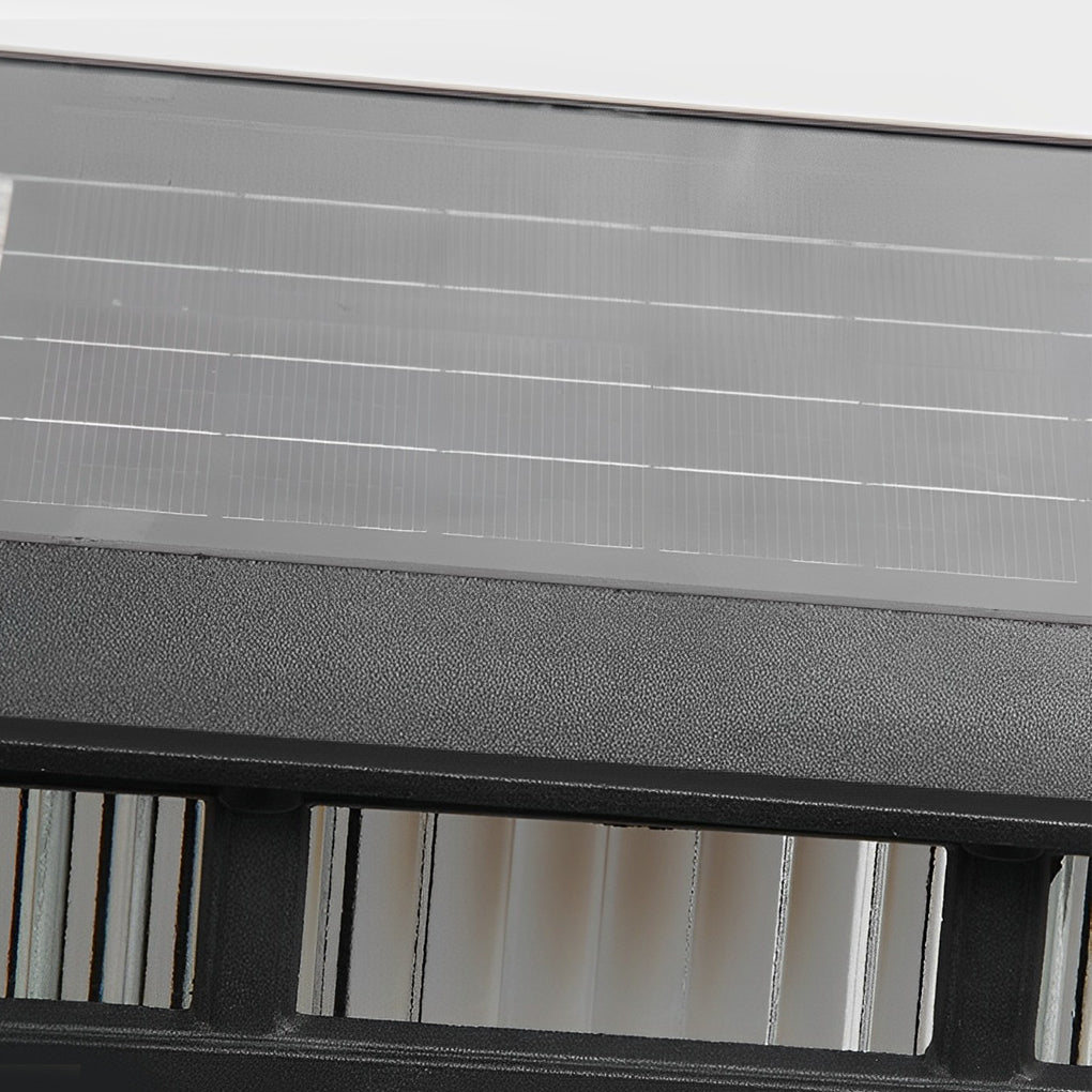 Close-up detail of pillar solar light glass texture, showing ribbed surface that diffuses light evenly.