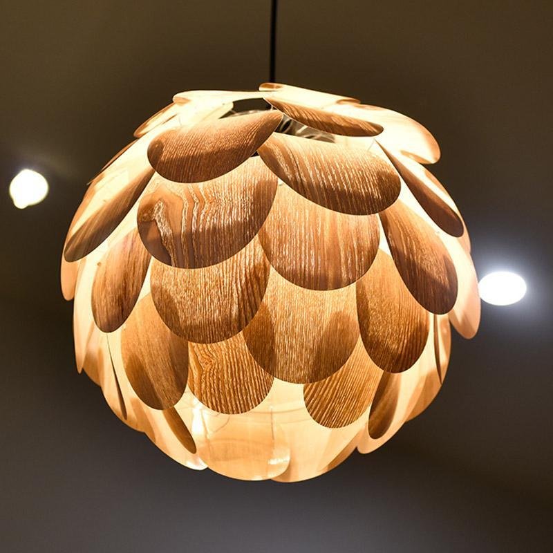 Pinecone pendant light with a layered design, enhancing a modern interior.
