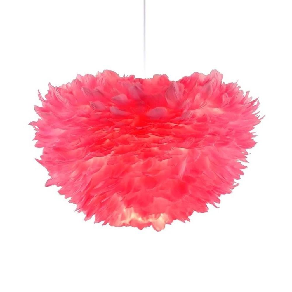 Pink feather pendant light enhances any space with modern elegance. A decorative choice for bedrooms, living rooms, or dining areas.