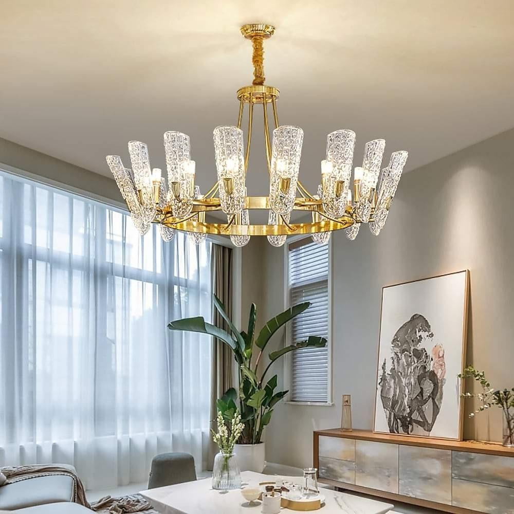 8 - light LED Electroplated Metal Glass Gold Classic Chandelier Pendant Lighting