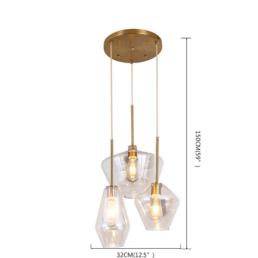 3 - light Creative Glass LED Retro Pendant Lights Kitchen Island Lighting
