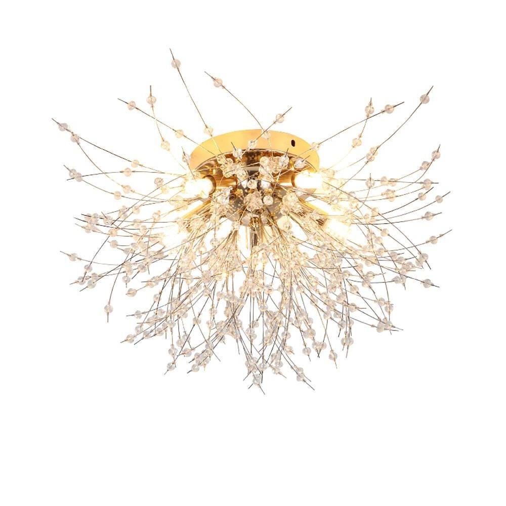 20'' LED Halogen 5-Light Unique Design Flush Mount Lights Nordic Style Modern Metal Crystal Unique Chandeliers