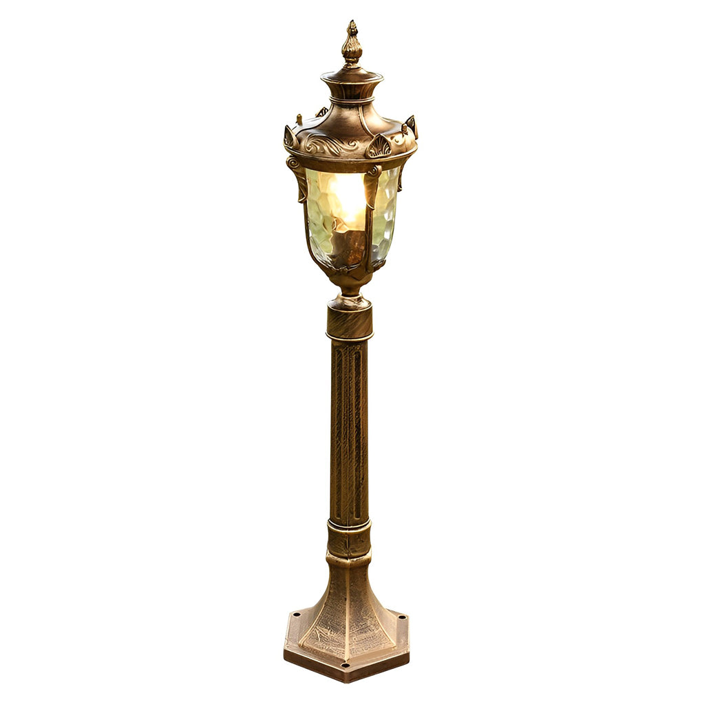 Poles for yard lights in bronze, showcasing detailed craftsmanship.