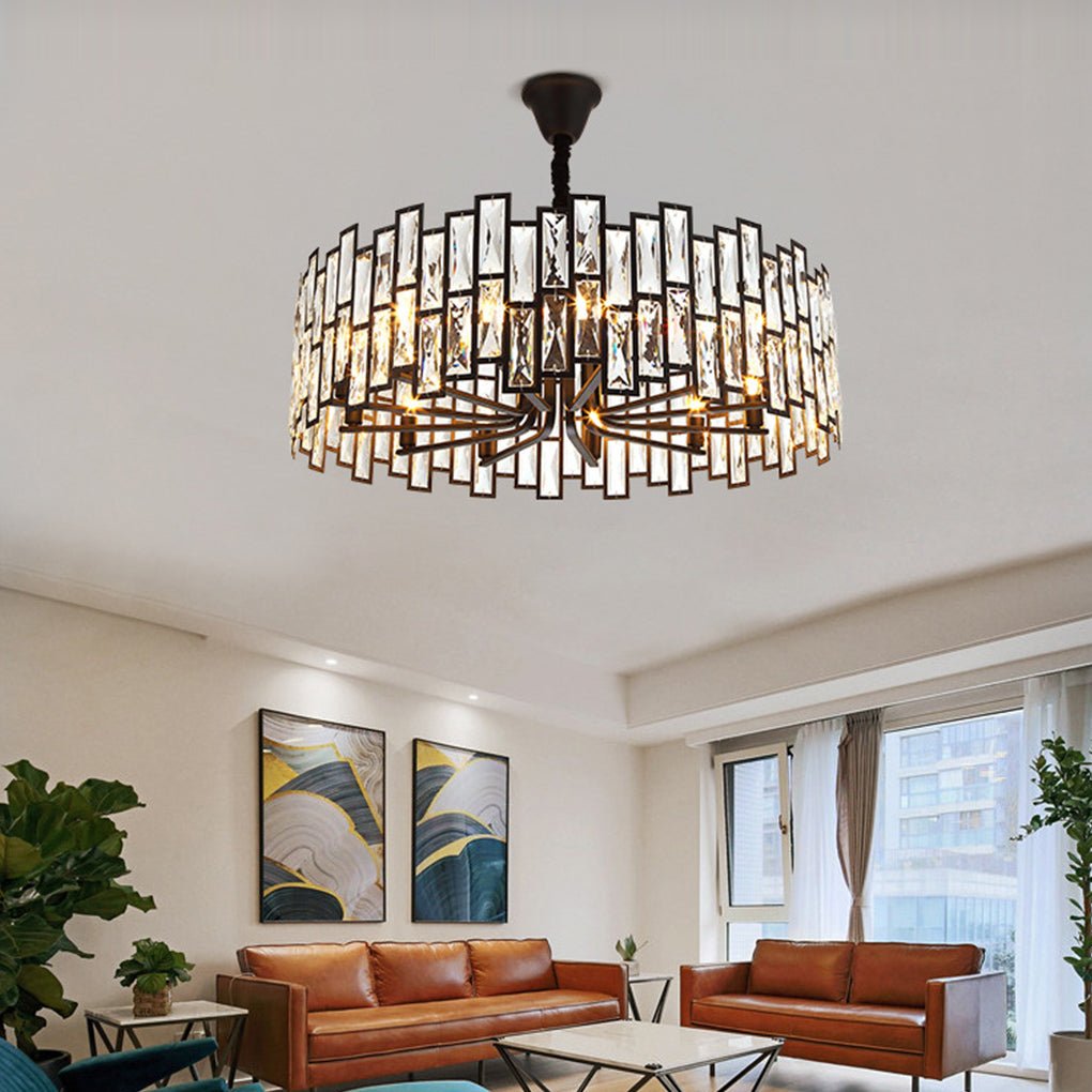 Postmodern Minimalist Living Room Crystal Chandelier with Three - color Led