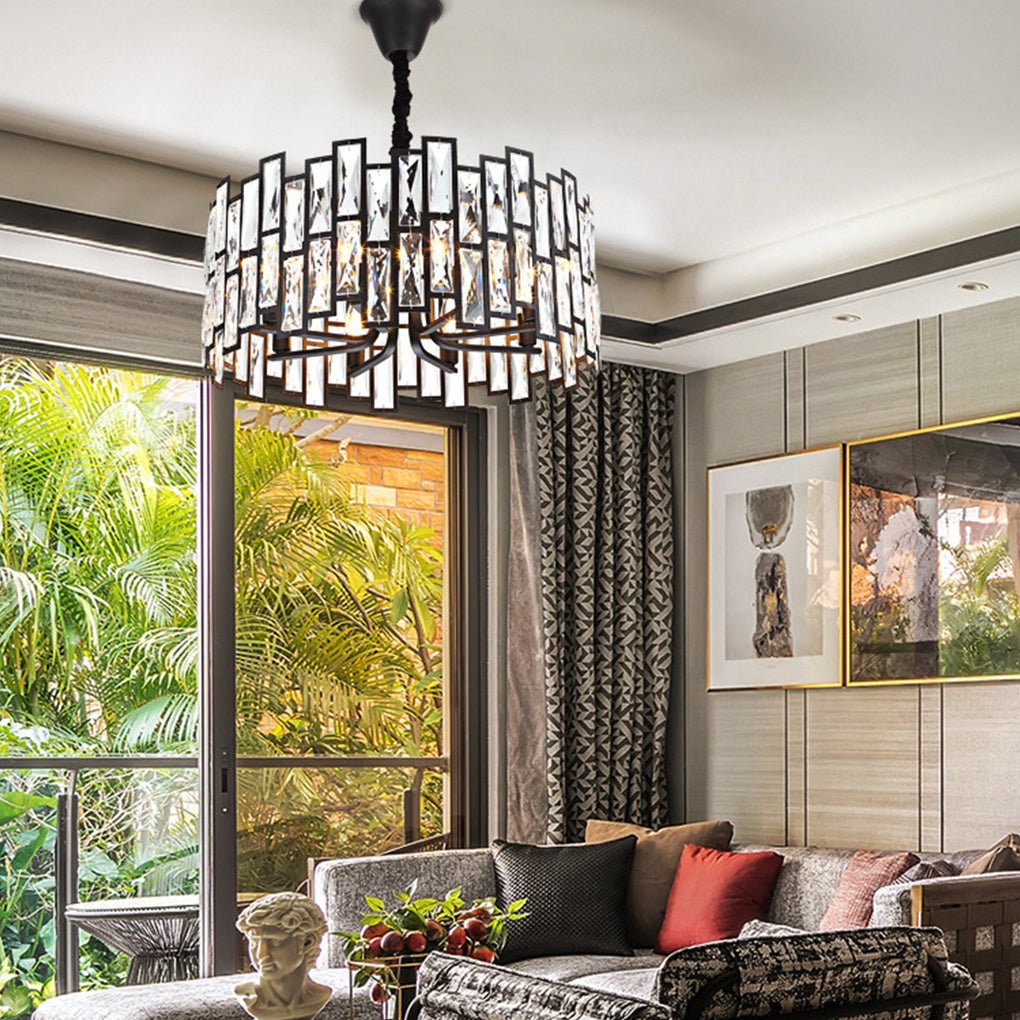 Postmodern Minimalist Living Room Crystal Chandelier with Three - color Led