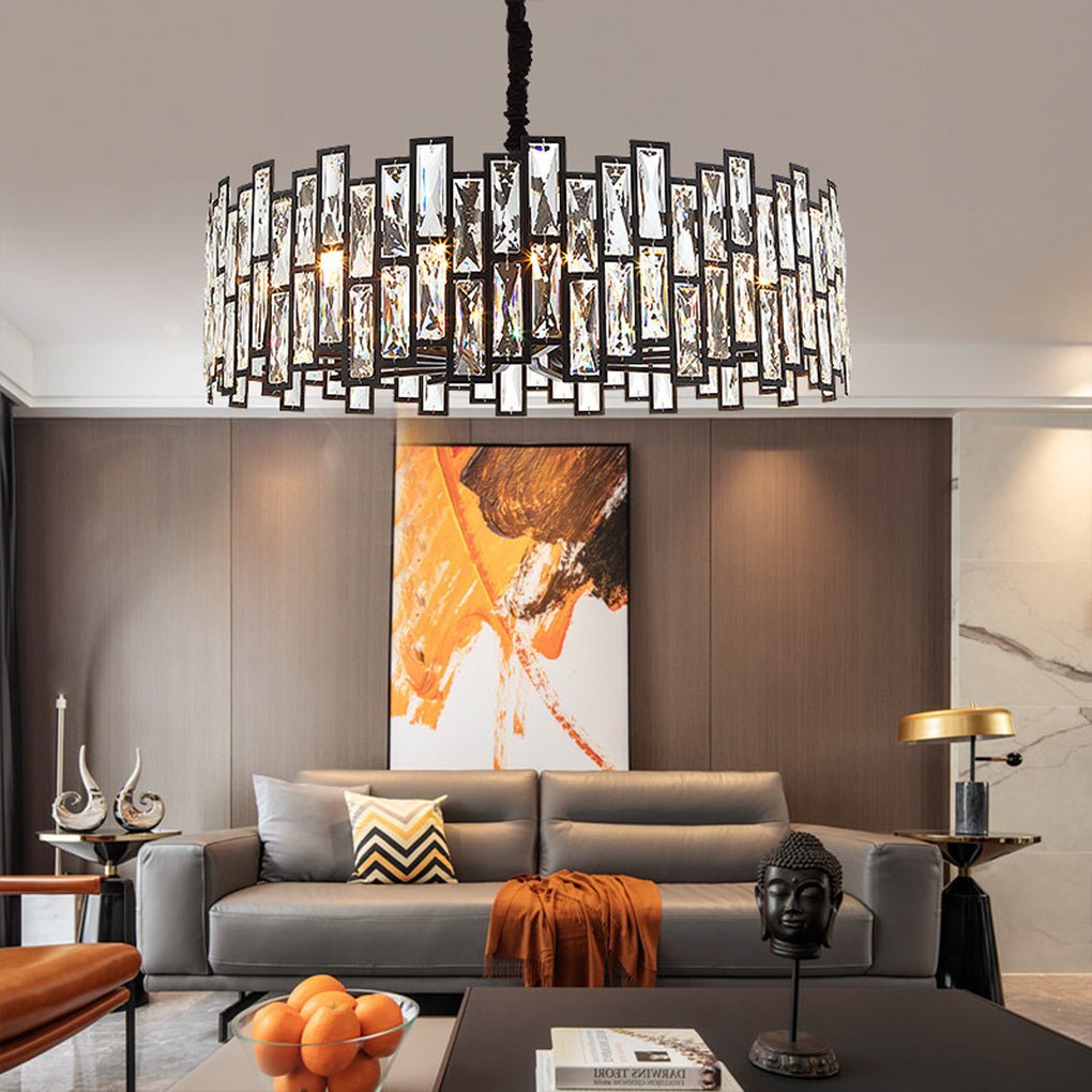 Postmodern Minimalist Living Room Crystal Chandelier with Three - color Led