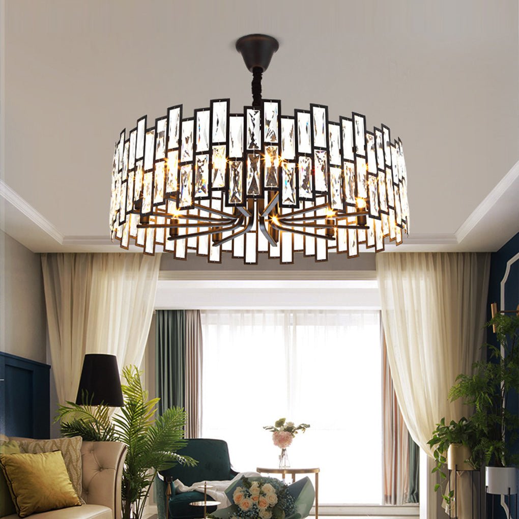 Postmodern Minimalist Living Room Crystal Chandelier with Three - color Led