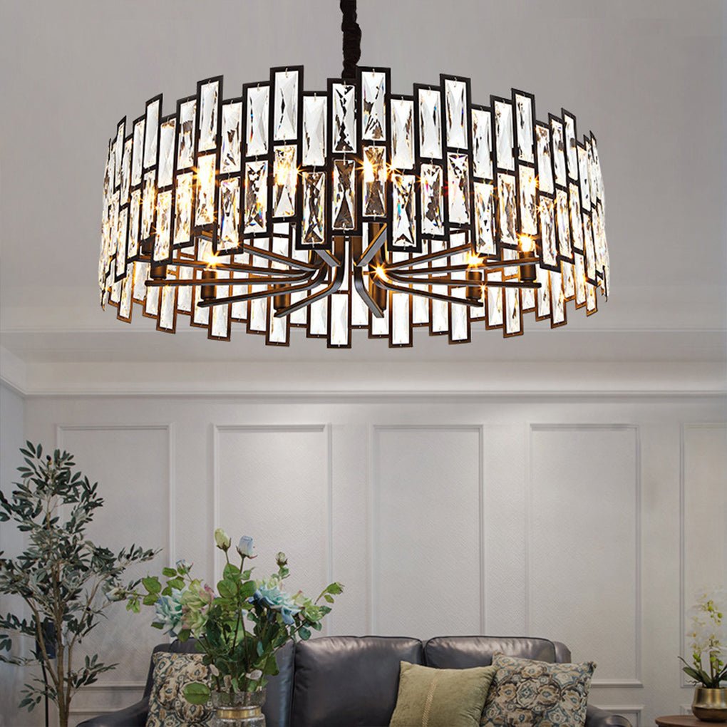 Postmodern Minimalist Living Room Crystal Chandelier with Three - color Led