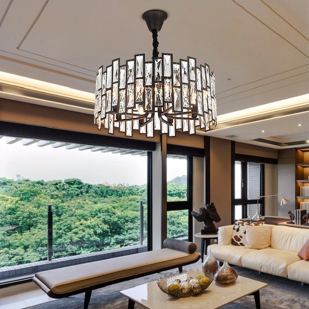 Postmodern Minimalist Living Room Crystal Chandelier with Three - color Led