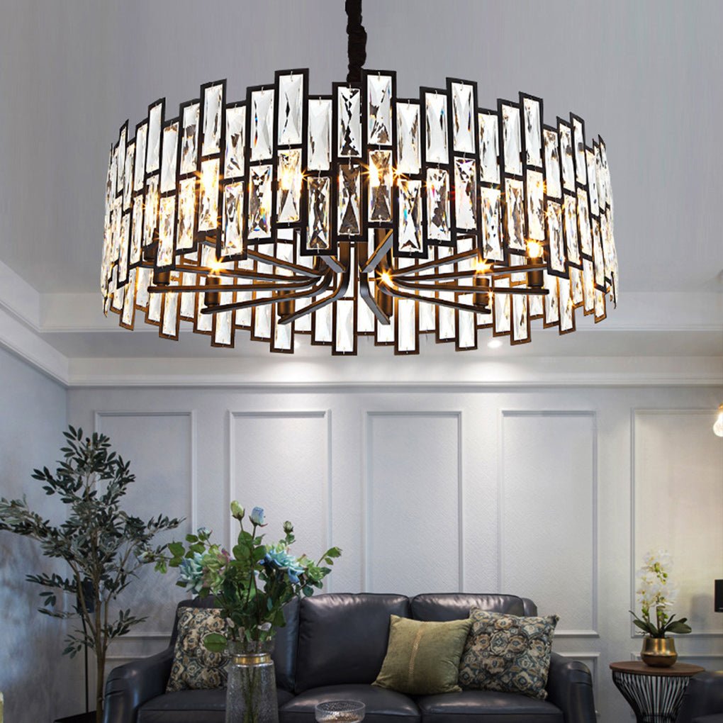 Postmodern Minimalist Living Room Crystal Chandelier with Three - color Led
