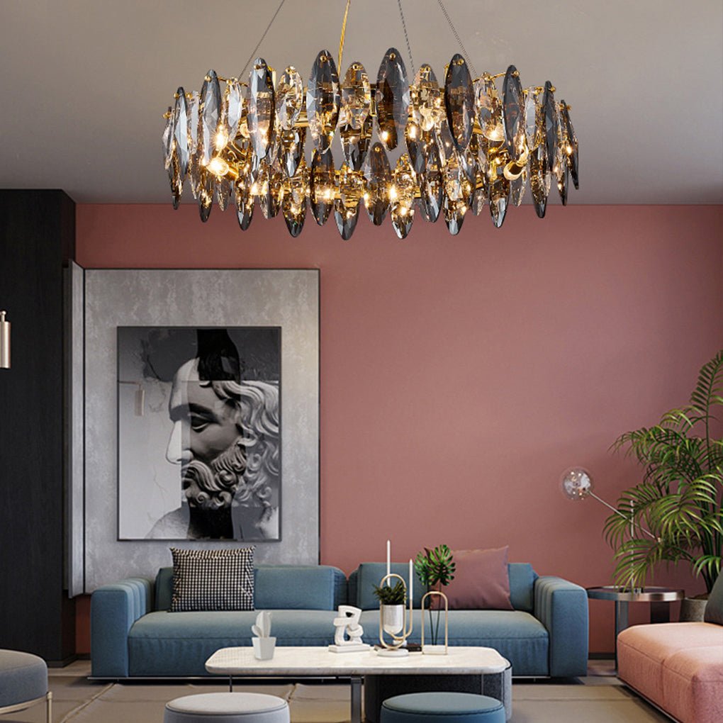 Postmodern Personality Creative Crystal Chandelier with Three - color LED