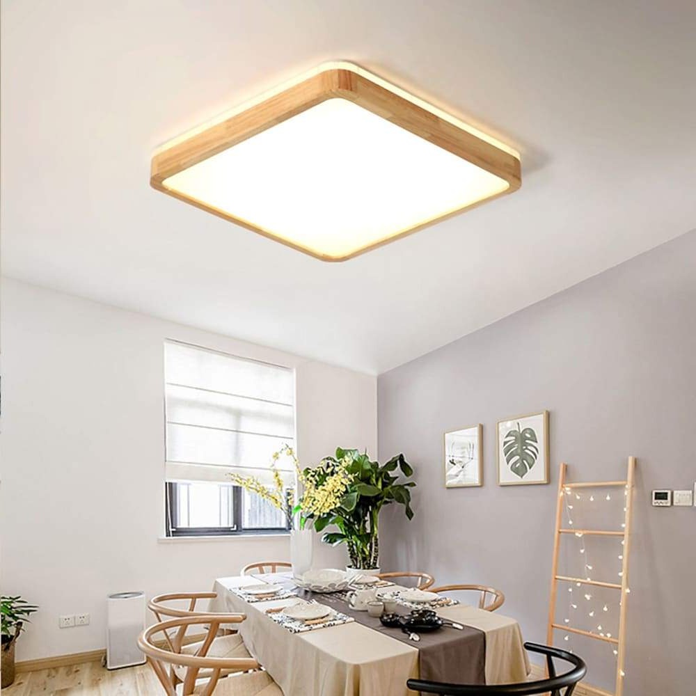 Circular Kitchen Flush Mount Lighting Wood Acrylic LED Living Room Ceiling Lights