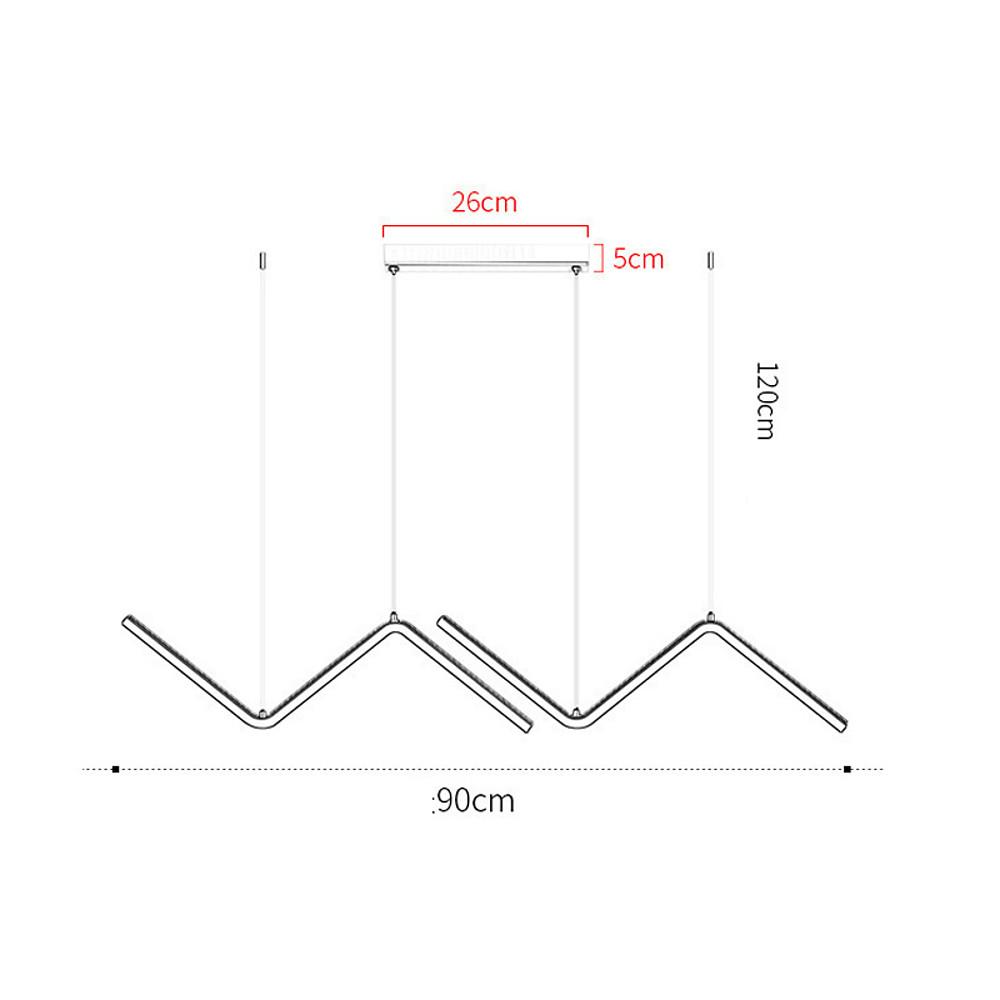 LED 2 - Light Line Design Dimmable Pendant Light Modern Wave Shaped Kitchen Lighting Dining Room Lighting Nordic Minimalist Island Lights