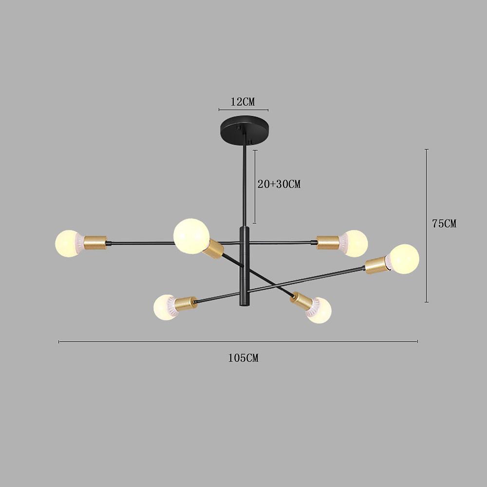 Luxurious 6 - Light Sputnik Chandelier with E27 Bulb Base - 41'' Dia x 31'' H