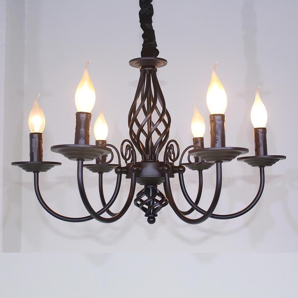 Incandescent LED 6-Light Candle Style Chandelier Traditional Classic Metal Candle-Style Design-dazuma